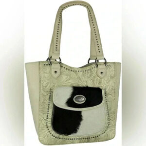 Montana West Trinity‎ Cow hair Leather Tooled Concealed Carry Tote Bag purse